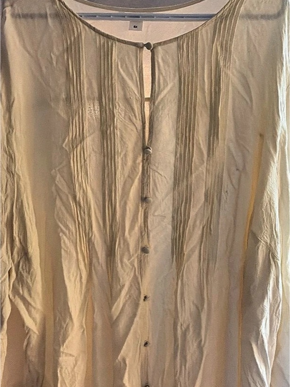 PENN PENNINGTONS Button Front Blouse in Beige 5X Like New